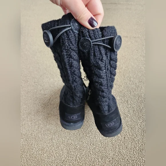 UGG Girl Black Knit Tall Boots